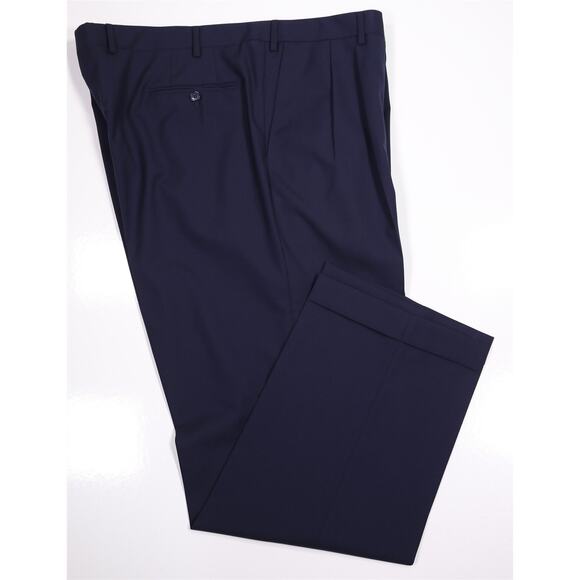 Ravazzolo Dress Pants Navy Blue Wool Pleated Handmade Trousers 42x31 - Picture 1 of 7